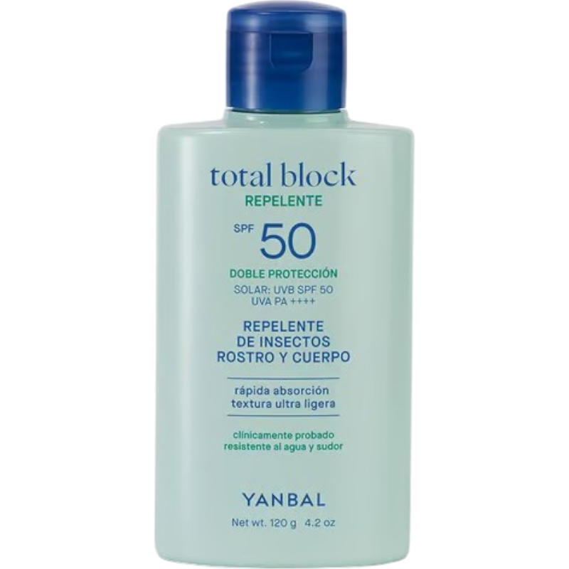 REPELENTE DE INSECTOS ROSTRO Y CUERPO 50 SPF TOTAL BLOCK 120 GR