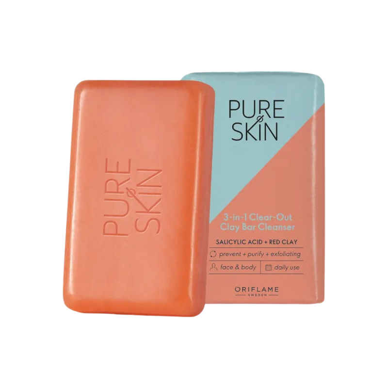 JABÓN PURE SKIN 3 EN 1 LIMPIA, EXFOLIA Y PURIFICA CON ARCILLA ROJA Y ÁCIDO SALICÍLICO 75 G