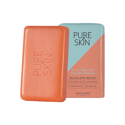 JABÓN PURE SKIN 3 EN 1 LIMPIA, EXFOLIA Y PURIFICA CON ARCILLA ROJA Y ÁCIDO SALICÍLICO 75 G