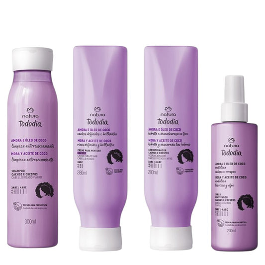 KIT CABELLO RIZADO Y AFRO MORA Y ACEITE DE COCO TODODIA