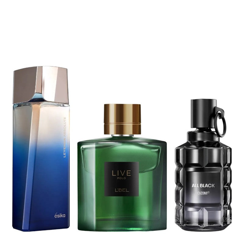 KIT PERFUMES LEYENDA ABSOLUTE + LIVE POLO + ALL BLACK