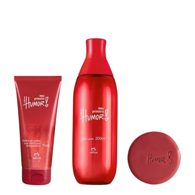 KIT HUMOR ROJO BODY SPLASH + GEL DE BAÑO + JABON EN BARRA