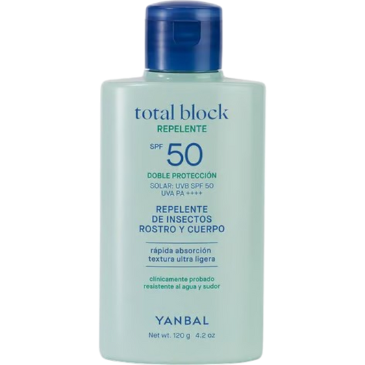 REPELENTE DE INSECTOS ROSTRO Y CUERPO 50 SPF TOTAL BLOCK 120 GR