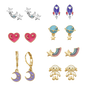 SET 7 PARES DE ARETES FI SPACE GIRL ESIKA